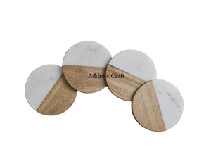 Juego de posavasos de forma redonda de madera y mármol de estilo americano para el hogar y los utensilios de cocina usados posavasos de nuevo estilo personalizados para el hogar y la cocina - Product Image 1