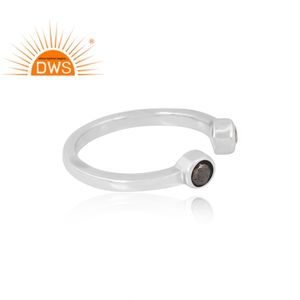 Última venta plata esterlina 925 pirita natural y cristal de cuarzo piedra preciosa anillo que se puede abrir fabricante de joyería personalizada - Product Image 4