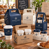 Boîtes porte-gobelets à café personnalisées AT PACK avec poignée, supports pour 2 et 4 gobelets, fournitures d'emballage en gros pour les cafés