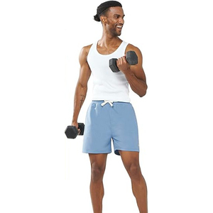 กางเกงขาสั้นผ้าฝ้าย100% สบายเอวปานกลางระบายอากาศทนทานลายพื้นน้ำหนักเบาผลิตในปากีสถาน - Product Image 1