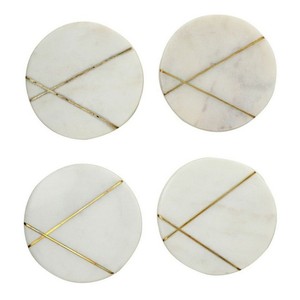 Marble Dust <b>Coaster</b> <b>Set</b> Custom Size Luxury Marble Stone & Metal Inlay Cup <b>Coaster</b> for Tea or Coffee From Indian Manufacturer - Product Image 5