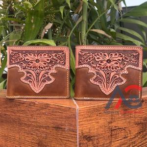 กระเป๋าสตางค์แบบพับสองด้านทำจากหนังแท้สำหรับผู้ชายกระเป๋าสตางค์บางหรูหราแบบเป็นเครื่องมือแบบมินิมอลลิสต์งานตามสั่ง - Product Image 1