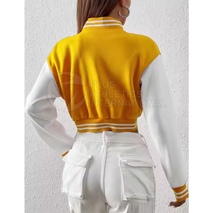 Veste courte de style Letterman pour femme, vêtements d'extérieur, faible MOQ, logo personnalisé, vêtements tendance. - Product Image 3