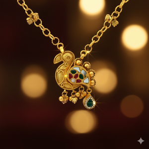 Collier en or 22 carats antique paon Meenakari Bijoux fins traditionnels - Product Image 3