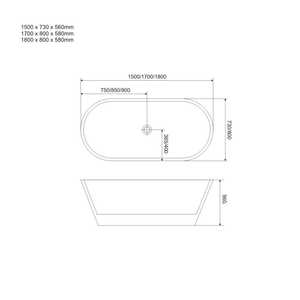 ANITA 150 CM Oval Acrylic <b>Bathtub</b> - Product Image 5