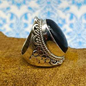 Bague en pierres précieuses labradorite naturelle semi-précieuse bijoux pierre de forme ovale bagues fines en argent sterling 925 pour hommes et femmes - Product Image 4