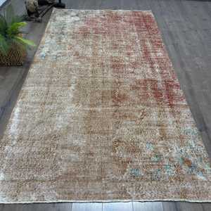 Turkish 5.2x9.8 ft Rug, Large Vintage Rug, <b>Brown</b> Red Camouflage <b>Wool</b> Rug - Product Image 1