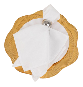 Assiettes de présentation de forme arrondie Assiettes à dîner plaquées or de luxe au design exquis pour restaurant Assiettes de présentation en métal au design personnalisé - Product Image 1