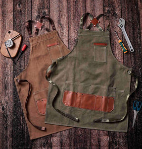 Tablier de chef de cuisine en toile de coton à usage intensif avec logo Tablier en denim imperméable personnalisé à dos croisé AAA-0042D - Product Image 1