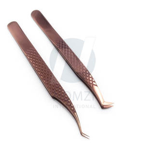 แหนบต่อขนตาสแตนเลสสีโรสโกลด์ไฟเบอร์ปลายแหลมติดเพชร90องศางานตามสั่ง - Product Image 2