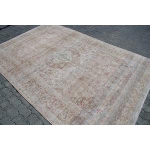 พรมวินเทจขนาด 6.46x9.6 ฟุต พรมตุรกีขนาดใหญ่ พรมลายดอกไม้สีเบจชมพู - Product Image 2