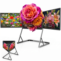 Moniteur portable pliable triple Eimio 15,6 pouces, Plug & Play, moniteur de voyage professionnel, écran IPS quadruple, extension d'écran pour ordinateur portable Type-C