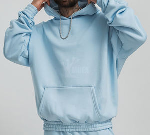 Sweat à capuche surdimensionné 100% coton pour hommes personnalisé de haute qualité Streetwear 500 GSM lourd longue longueur pour bouffée impression hiver plaine - Product Image 4