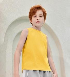Camiseta sin Mangas para Niños, Color Amarillo, Lisa, Cuello Redondo, Chaleco, Camiseta Deportiva para Niños - Product Image 4