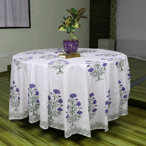 Mantel redondo de 120 poliéster y algodón a cuadros sin costuras de 100% pulgadas - Product Image 5