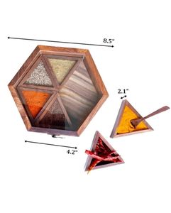 Boîte à épices en bois faite à la main avec couvercle en verre et plusieurs compartiments Boîte à épices en bois de Sesham de qualité supérieure à bas prix - Product Image 5