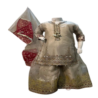Readymade Pakistanais Respirant Enfants robe filles vêtements Organza Readymade Enfants Fantaisie brodé 3 pcs Costume à bas prix