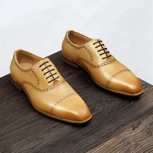 Fashion Design Leather Formal Shoes with Perforated Details and <b>Shock</b> Absorption Insole for men's Business Dates shoes - Product Image 2