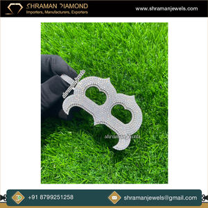 Joyería de lujo de alta calidad 24,77 TCW y 99,56 gramos joyería fina VVS1 DEF Color Iced Out B colgante de diamante de moissanita inicial - Product Image 2