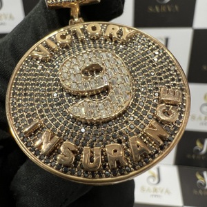 Pendentif en argent 925 plaqué or rose, grand pendentif hip-hop, entièrement serti de diamants en moissanite VVS personnalisés pour hommes - Product Image 4