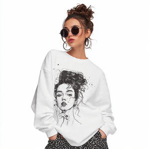 Sudaderas con Hombros Caídos Estampadas Personalizadas para Mujer, Otoño Invierno, Felpa, Ropa Urbana, Ecológica - Product Image 6