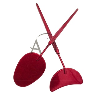 High Quality Red Stainless Steel Lash Makeup Mirror with <b>Light</b> Weight High Grip Handle Private Label for Beauty Use - Product Image 5