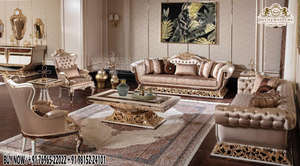 Juego de Sofás de Sala de Estar Estilo Palacio de Primera Calidad, Sofá de Madera de Teca Tallado a Mano con Herencia Real, Juego de Sofás de Madera de Teca con Corona Imperial, Reino Unido - Product Image 4