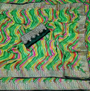 Última colección 100%, blusa bordada de Sari de diseñador de lino de seda, ropa de boda india tradicional de alta calidad para fiestas - Product Image 3