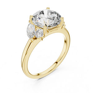 Anillo de Oro Rosa de 14K con Diamantes de Laboratorio en Corte Marquesa y Redondo para Mujer |   Diamante Cultivado Nuevo - Product Image 4