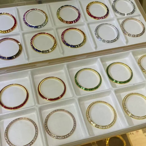 หรูหราสามารถปรับแต่งได้เครื่องประดับสแตนเลสทำด้วยมือนาฬิกาข้อมือขอบเพชรดูเป็นเหลี่ยมหินสีเขียวใส - Product Image 4