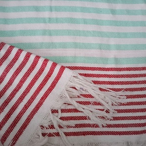 ผ้าขนหนูชายหาดผ้าฝ้ายตุรกีสุดหรูสีสันสดใสพร้อมพู่ออกแบบโลโก้ได้ตามต้องการขายดีสำหรับใช้ในชีวิตประจำวันและการเดินทาง - Product Image 4