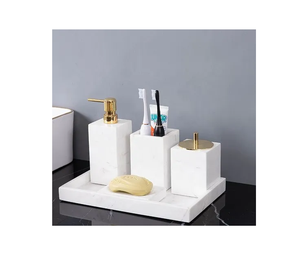 Vente en gros d'accessoires décoratifs pour la maison ensemble de salle de bain naturel de haute qualité effet marbre blanc best-seller - Product Image 1