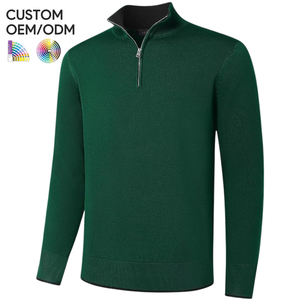 Suéter de Punto Personalizado de Fabricante con Media Cremallera para Hombre, de Algodón Orgánico Transpirable, Ropa Casual para Otoño e Invierno - Product Image 1