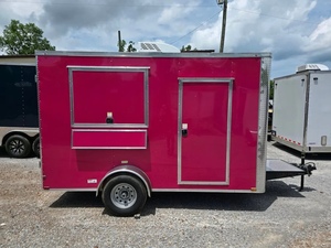 7' X 12' <b>Pink</b> Aluminum <b>Frame</b> Rust Resistant Concession Trailer Flat Front Food Event Catering with 1 Year Warranty - Product Image 2