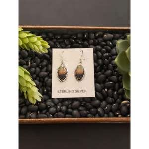 Navajo Handmade Black Jack Turquoise & Sterling <b>Silver</b> Drop <b>Earrings</b> Water Drop Shape - Product Image 1