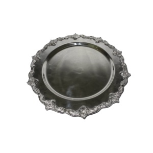 Assiettes de présentation en métal de forme ronde au design exclusif avec bordure colorée dans toutes les tailles, assiettes de vaisselle pour servir la fête de mariage - Product Image 3