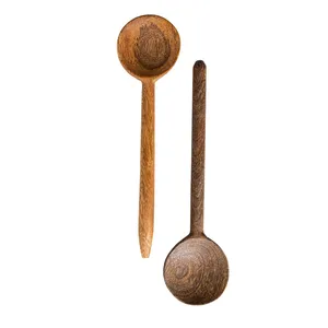 Ensemble de serveur de salade en bois de manguier naturel fabriqué à la main ustensiles de cuisine cuillère en bois à long manche outils de cuisine durables - Product Image 1
