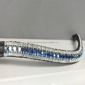 Selle noire en cuir saphir, 3 rangées de cristaux AB, bande de sourcils de cheval, équipement de cheval en cuir de haute qualité, vente en gros - Product Image 4