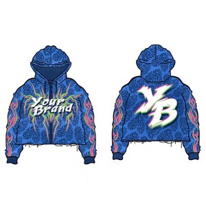2024 Custom Streetwear for Men Acid Wash Sun Faded Tracksuit with <b>Rhinestone</b> Zip Hoodie and Sweat Pants Winter Essential - Product Image 6