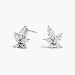 Pendientes de Diamantes Cultivados en Laboratorio con Corte Marquise Redondo en Racimo, 1.75 Ct, Diamantes Cultivados en Laboratorio en Oro Sólido de 14K para Aniversario de Bodas - Product Image 3