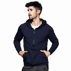 Sudaderas con capucha de manga larga para hombre, prenda deportiva masculina con forro polar de algodón, de Color azul, con logotipo personalizado y etiqueta, para invierno - Product Image 1