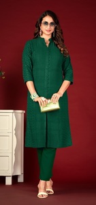 ชุดคุर्ติสำเร็จรูปพร้อมงานปักลักนาวีเต็มตัว ผ้าไหมเรยอนแท้ สำหรับขายส่ง - Product Image 3