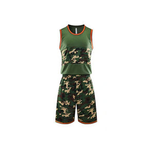 Ensemble d'entraînement de basket-ball sans manches respirant pour hommes, uniforme vierge uni avec logo sur le devant. - Product Image 4