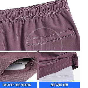 Short à coupe croisée en matériau durable et sur mesure pour hommes, décoration à motif solide pour salle de sport, fitness, entraînement décontracté en plein air - Product Image 4
