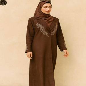 Abaya Larga de Poliéster Negro de Lujo de Dubái 2025, Vestido Musulmán Transpirable para Mujer, Cárdigan con Cuentas de Diamantes, Abertura Frontal, Estilo Islámico - Product Image 1