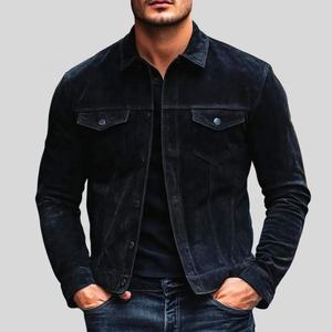 Veste d'hiver pour homme de haute qualité, en cuir de vache véritable, daim de mouton, avec fermeture éclair, style formel, tissu en laine - Product Image 2