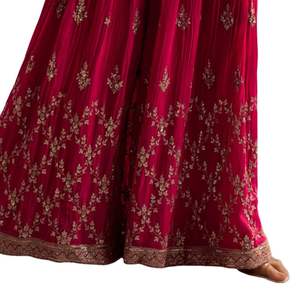 Rosa Palazzo Dupatta Set con paillettes all'ingrosso donna abbigliamento etnico OEM fornitore di abbigliamento personalizzato festa di nozze vestito - Product Image 5