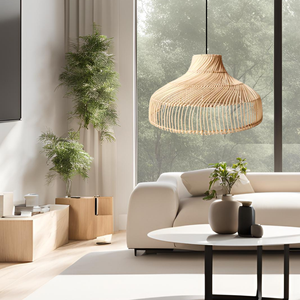 <b>Rattan</b> Ceiling Light Designed with Natural Woven Texture Soft Light Distribution and Decorative Indoor Style - Product Image 5