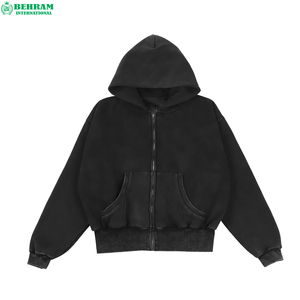 Sudadera Unisex de Invierno Casual Más Vendida, Corte Regular, con Cremallera, Efecto Desgastado y Decolorado por el Sol, 100% Algodón, Forro Polar Francés, OEM - Product Image 4