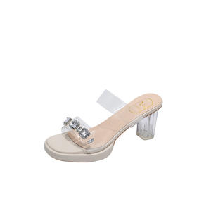 Sandales à talons hauts pour femmes de haute qualité, en cuir véritable, polyvalentes, confortables et décontractées - Product Image 1